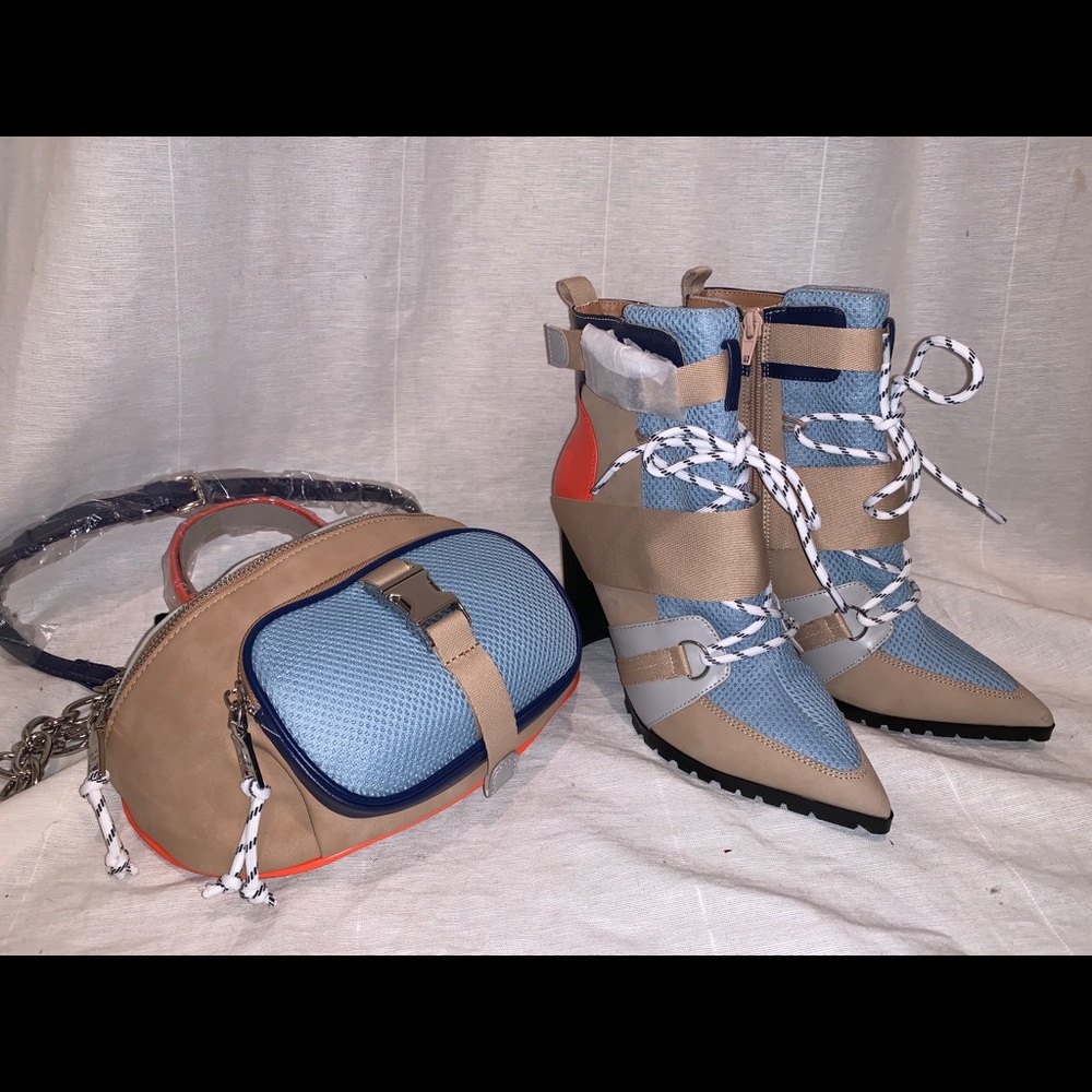 Heels boots with matching multi use purse
